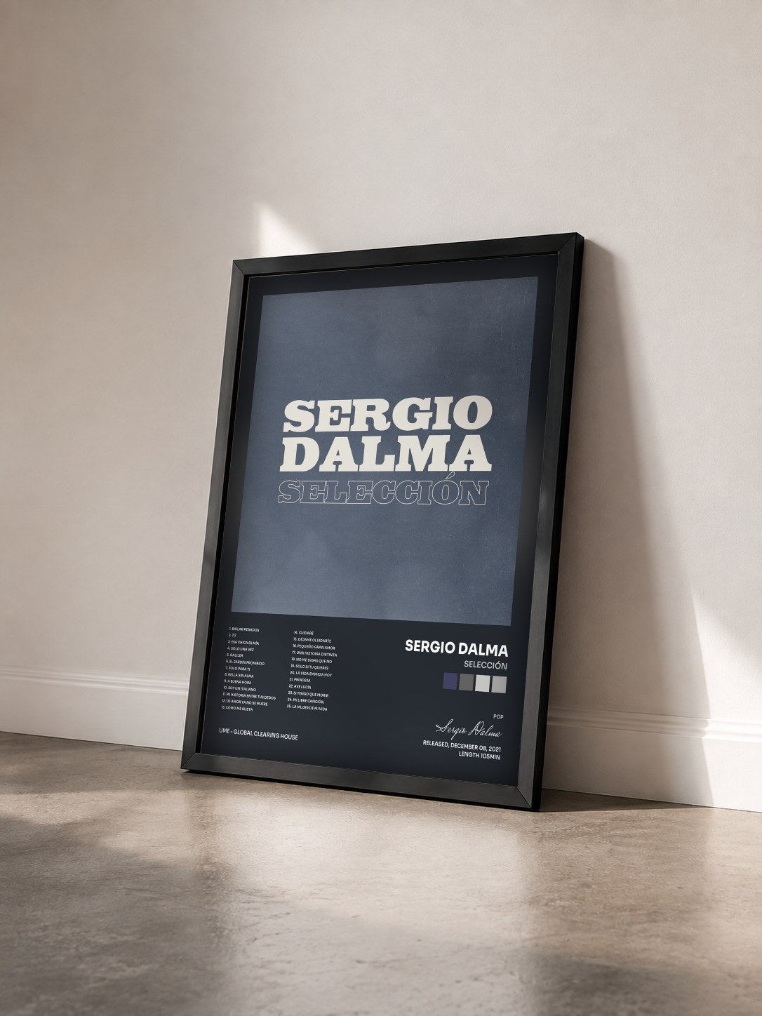 #noir Tableau de l'album Selección de Sergio Dalma vu de trois quarts, cadre noir