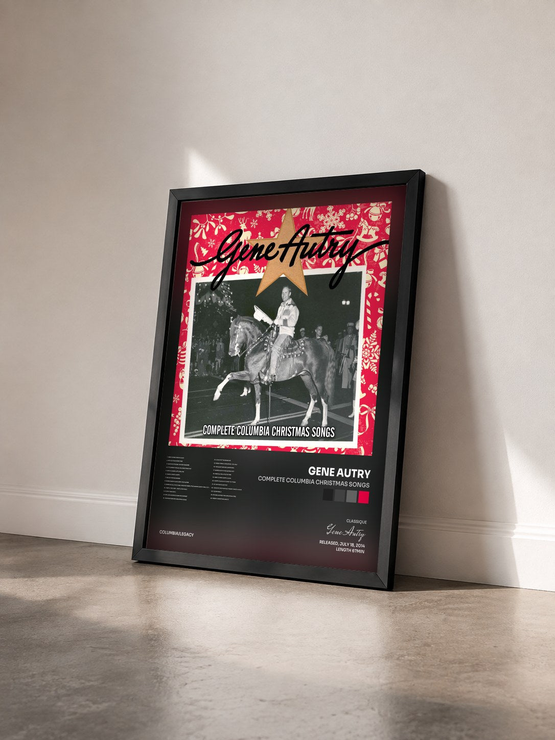 #noir Tableau de l'album Complete Columbia Christmas Songs de Gene Autry vu de trois quarts, cadre noir