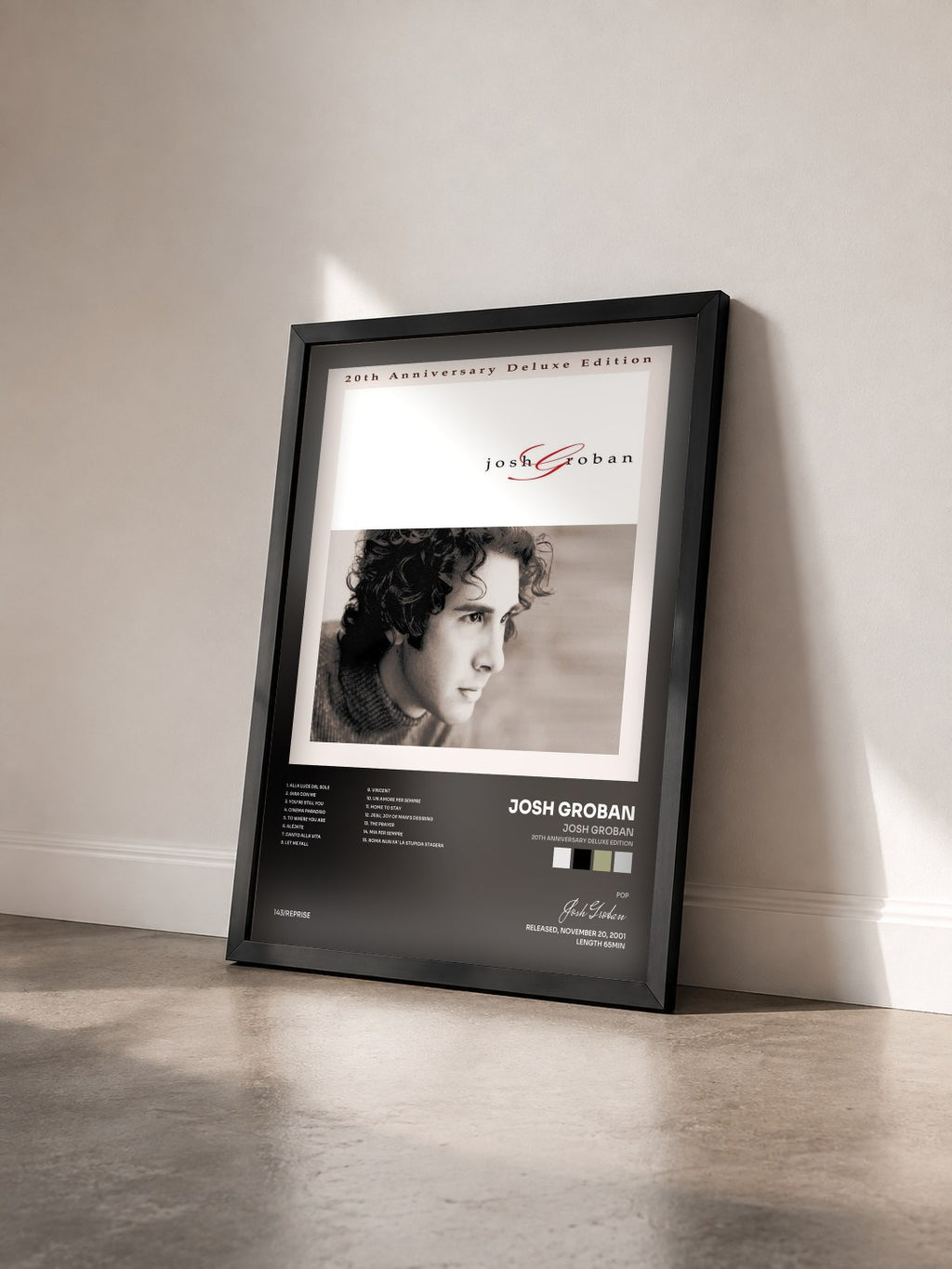 #noir Tableau de l'album Josh Groban (20th Anniversary Deluxe Edition) de Josh Groban vu de trois quarts, cadre noir