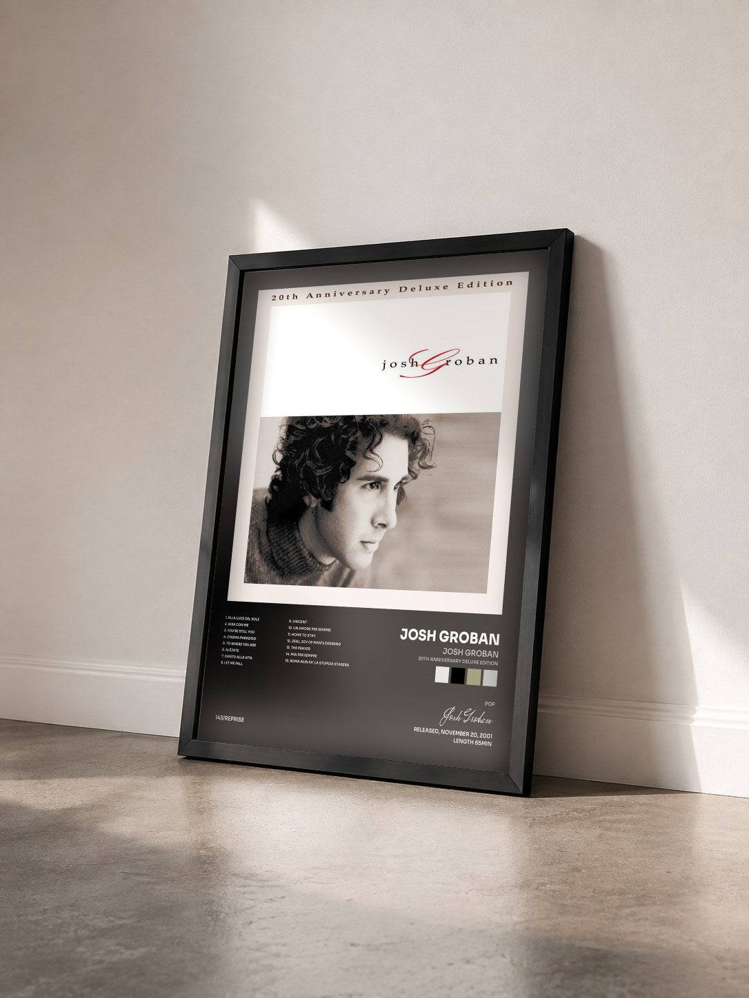#noir Tableau de l'album Josh Groban (20th Anniversary Deluxe Edition) de Josh Groban vu de trois quarts, cadre noir