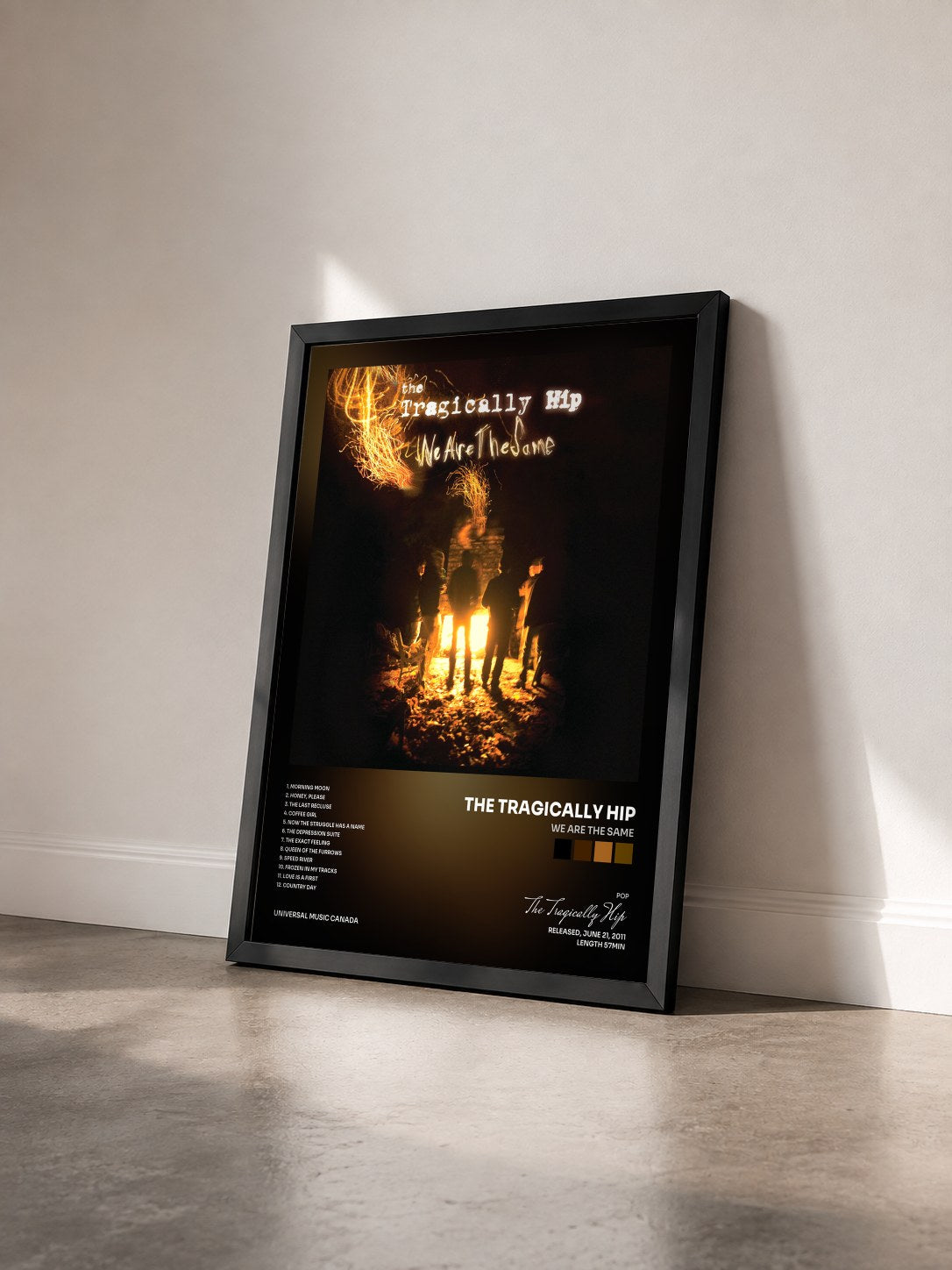 #noir Tableau de l'album We Are The Same de The Tragically Hip vu de trois quarts, cadre noir