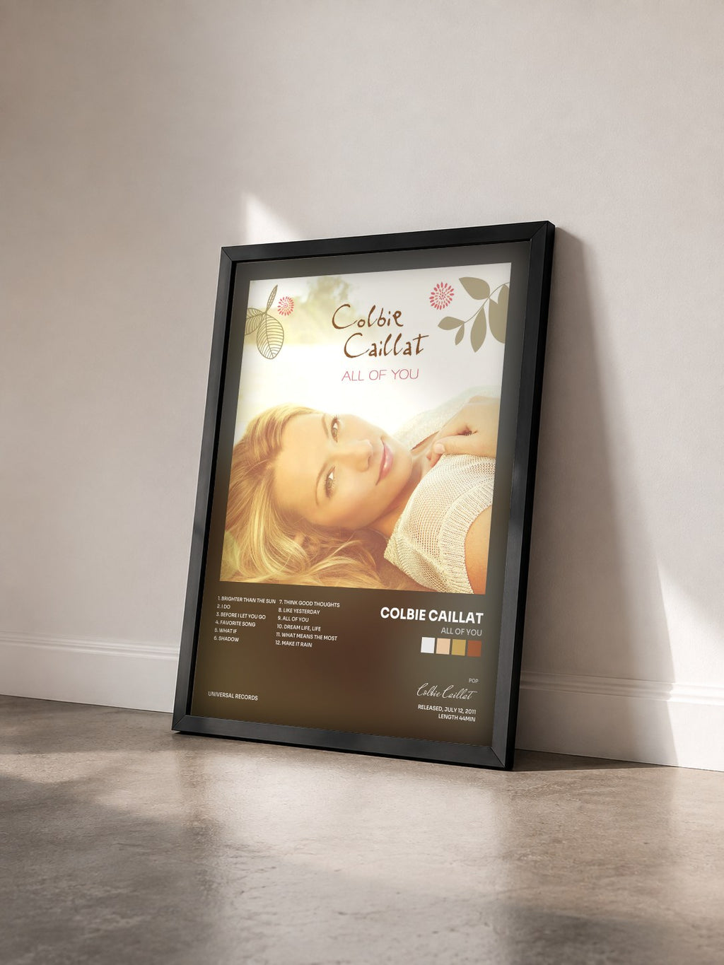 #noir Tableau de l'album All Of You de Colbie Caillat vu de trois quarts, cadre noir