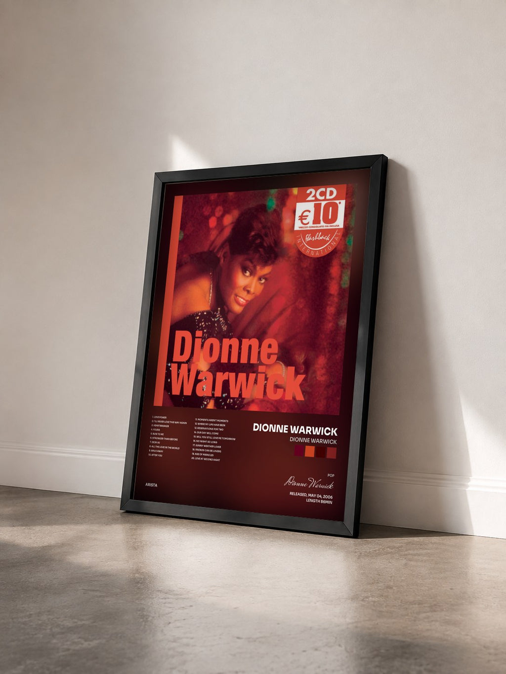 #noir Tableau de l'album Dionne Warwick de Dionne Warwick vu de trois quarts, cadre noir