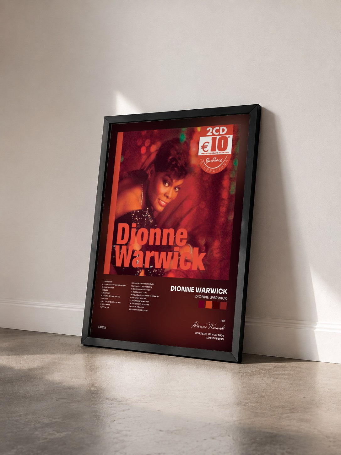 #noir Tableau de l'album Dionne Warwick de Dionne Warwick vu de trois quarts, cadre noir