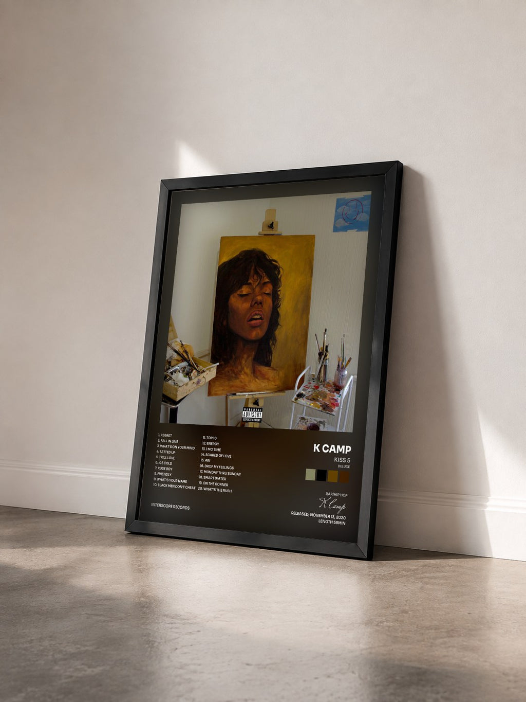 #noir Tableau de l'album Kiss 5 (Deluxe) de K Camp vu de trois quarts, cadre noir