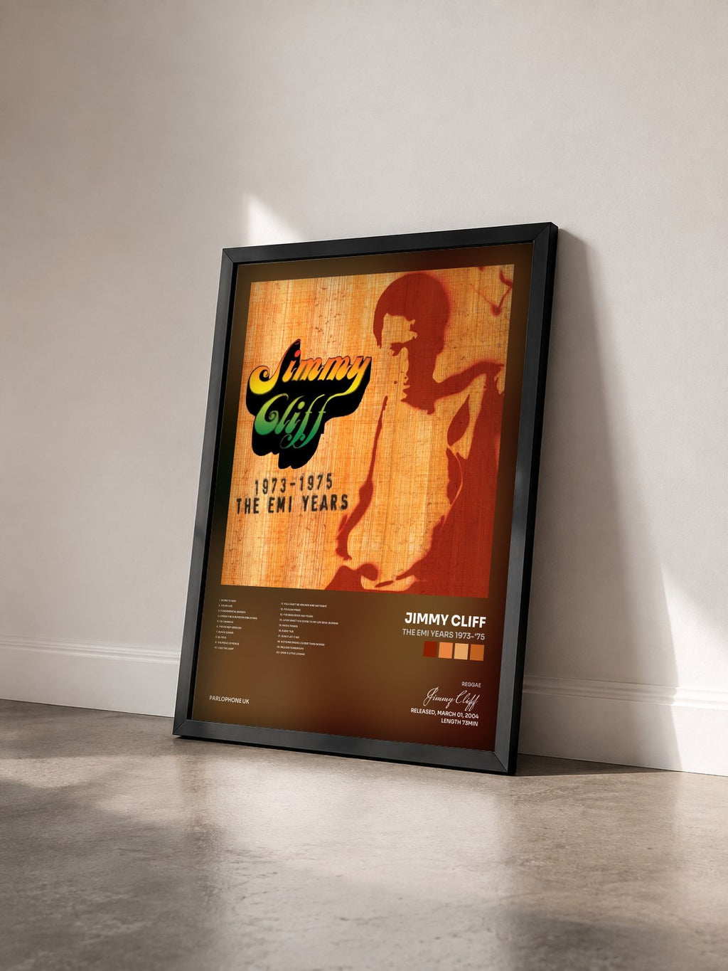 #noir Tableau de l'album The EMI Years 1973-'75 de Jimmy Cliff vu de trois quarts, cadre noir