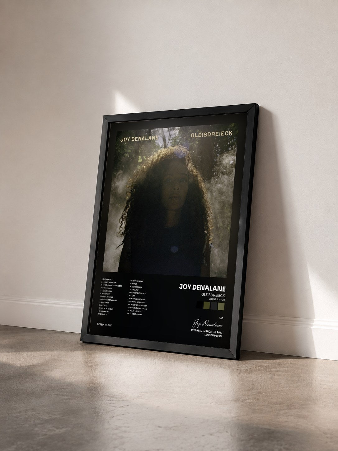 #noir Tableau de l'album Gleisdreieck (Deluxe Edition) de Joy Denalane vu de trois quarts, cadre noir