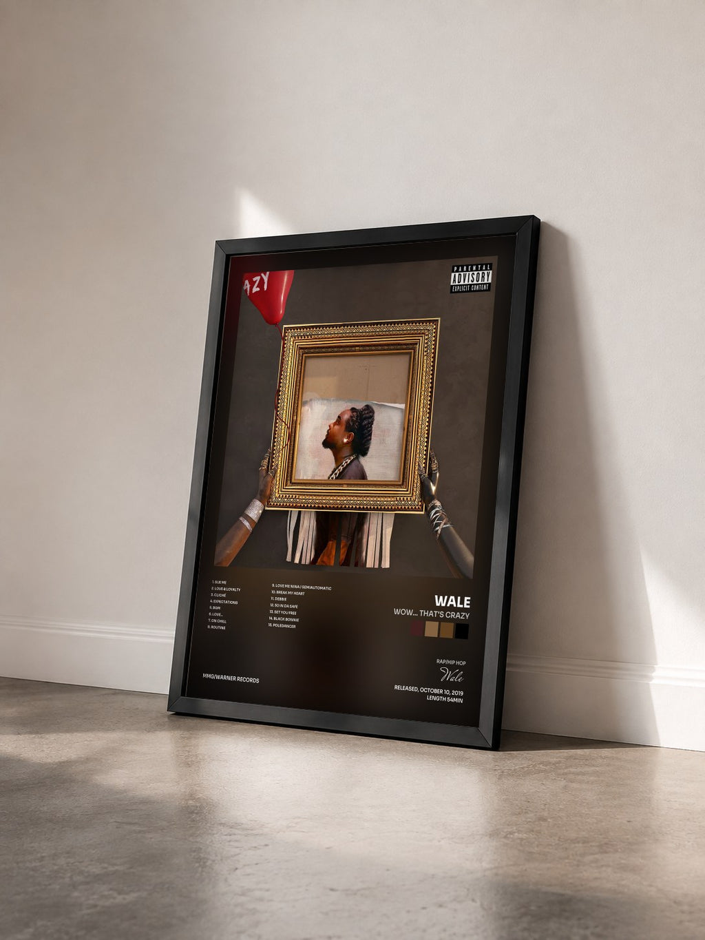 #noir Tableau de l'album Wow... That's Crazy de Wale vu de trois quarts, cadre noir