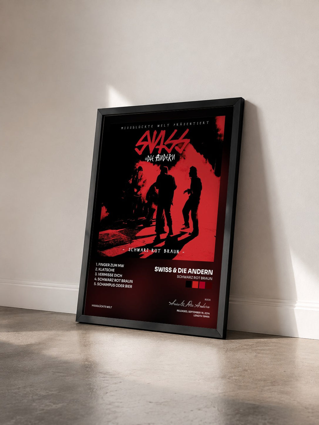 #noir Tableau de l'album Schwarz Rot Braun de Swiss & Die Andern vu de trois quarts, cadre noir