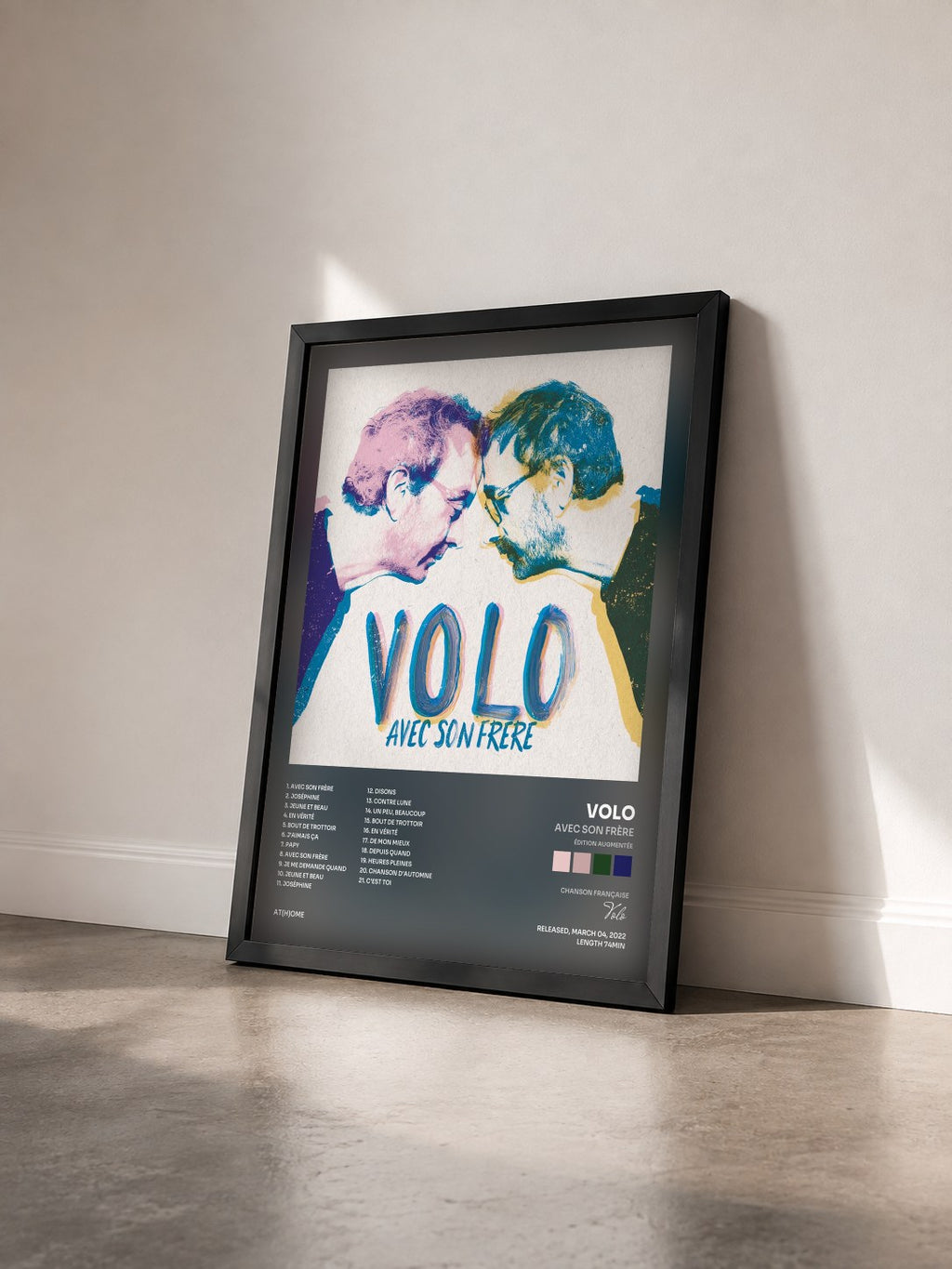 #noir Tableau de l'album Avec son frère (Édition augmentée) de Volo vu de trois quarts, cadre noir