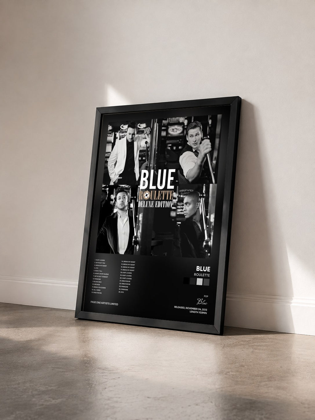 #noir Tableau de l'album Roulette de Blue vu de trois quarts, cadre noir