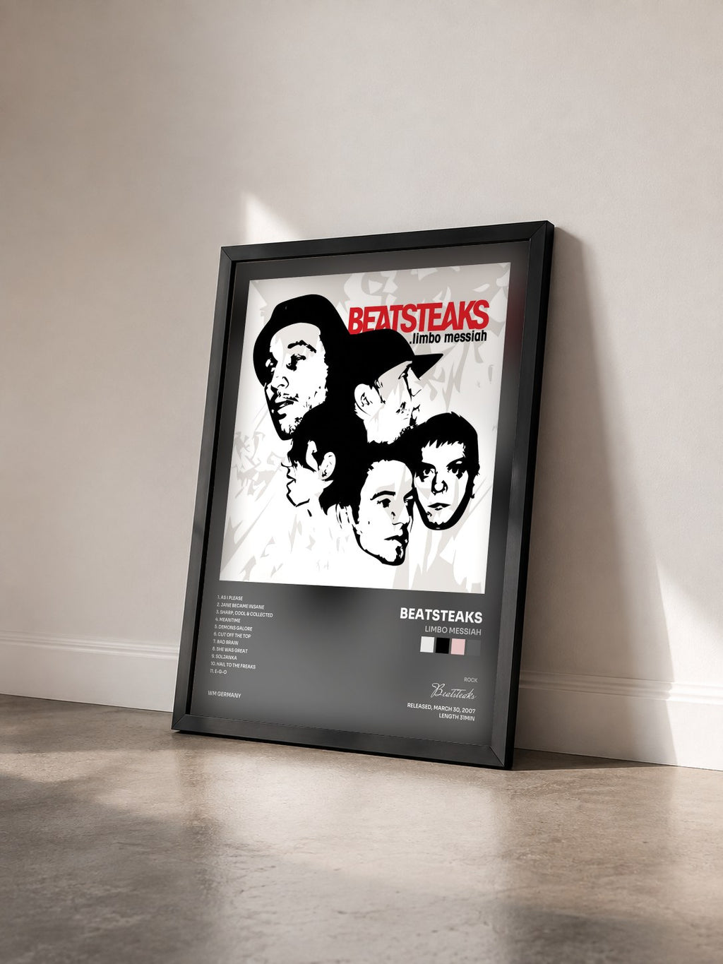 #noir Tableau de l'album Limbo Messiah de Beatsteaks vu de trois quarts, cadre noir