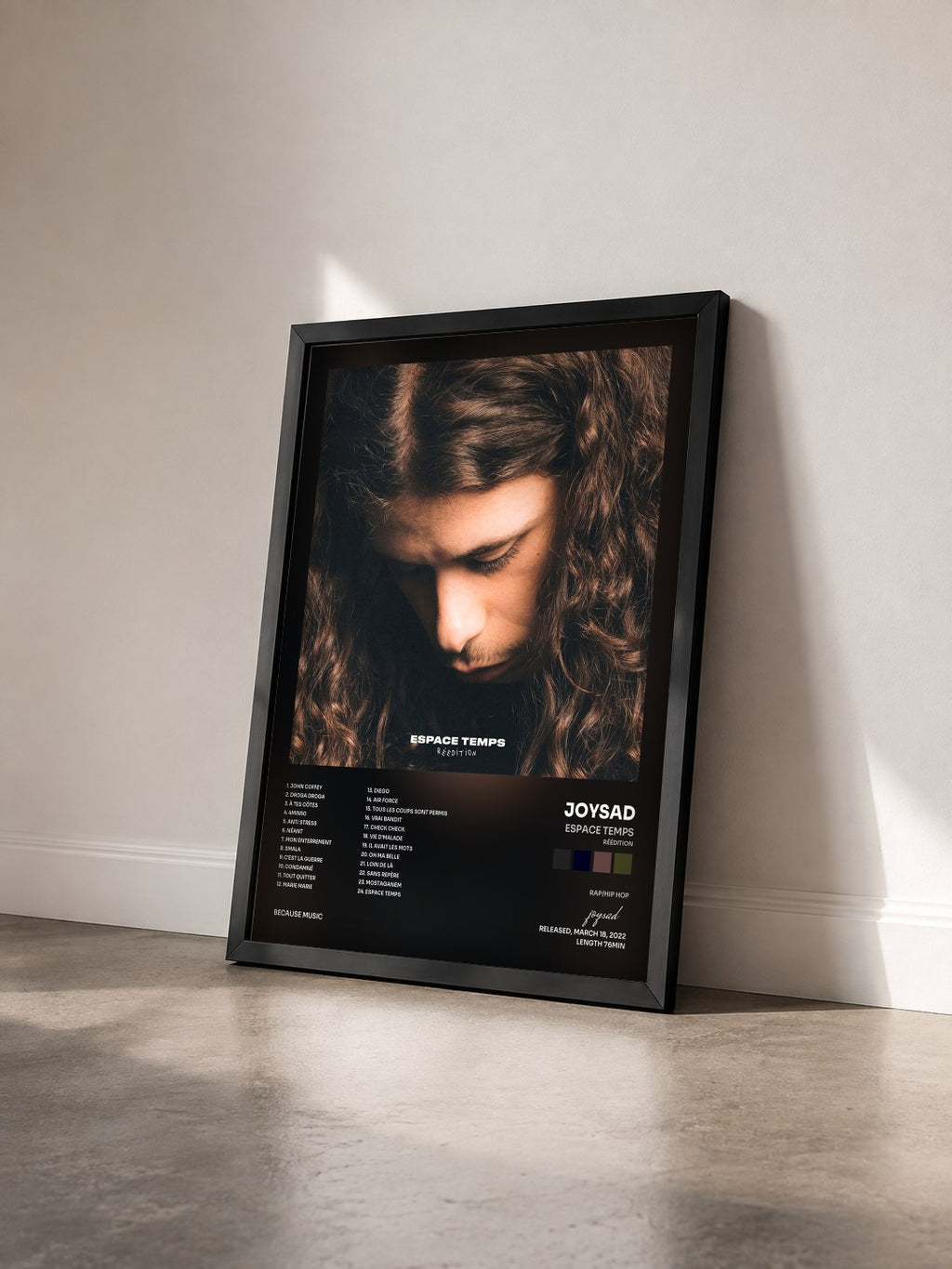 #noir Tableau de l'album Espace temps (Réédition) de joysad vu de trois quarts, cadre noir