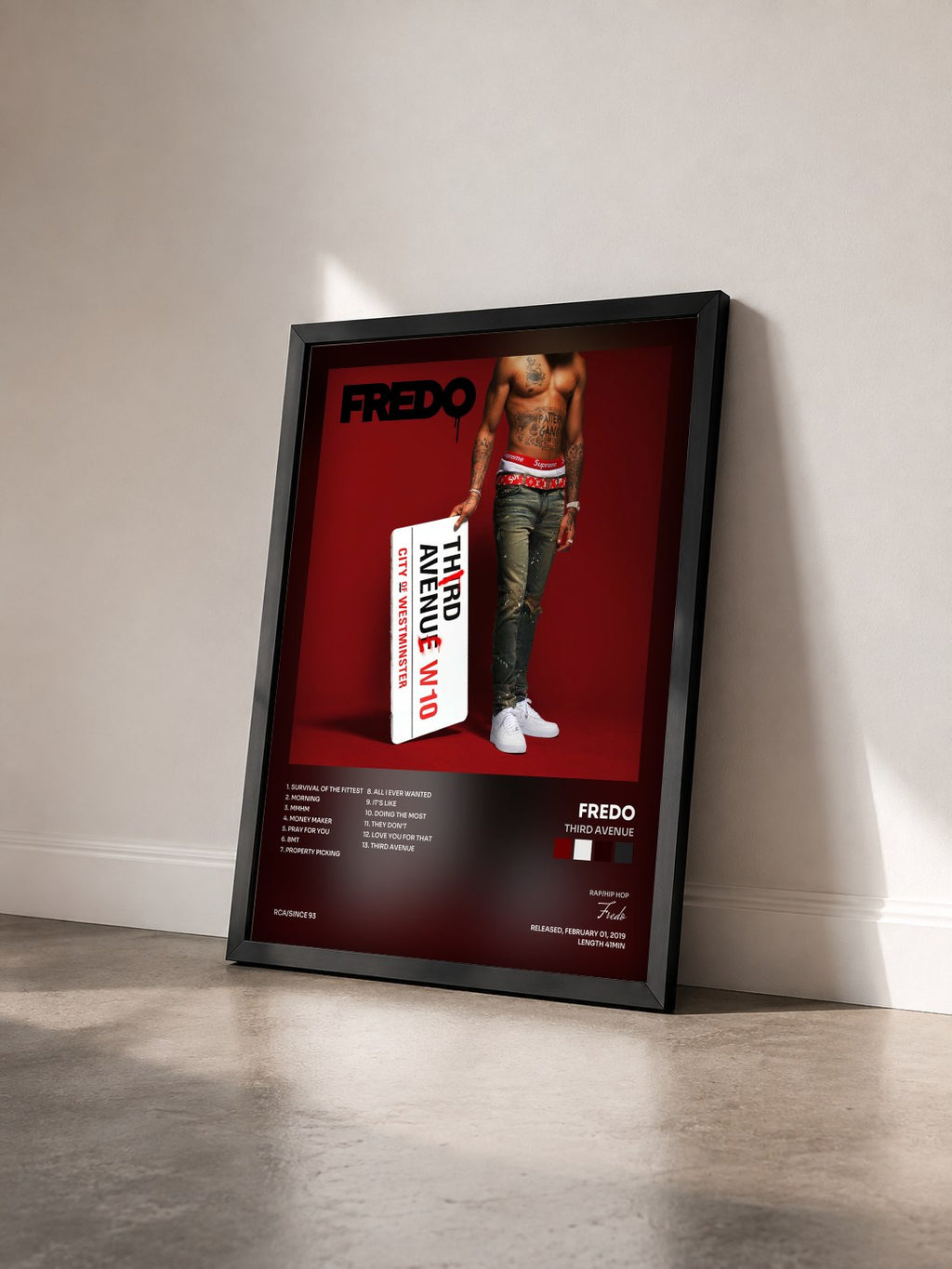 #noir Tableau de l'album Third Avenue de Fredo vu de trois quarts, cadre noir