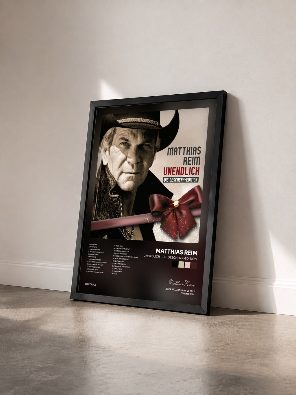 #noir Tableau de l'album Unendlich - Die Geschenk-Edition de Matthias Reim vu de trois quarts, cadre noir