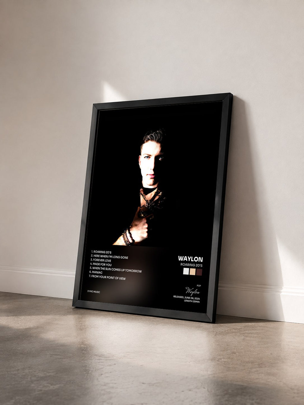 #noir Tableau de l'album Roaring 20's de Waylon vu de trois quarts, cadre noir