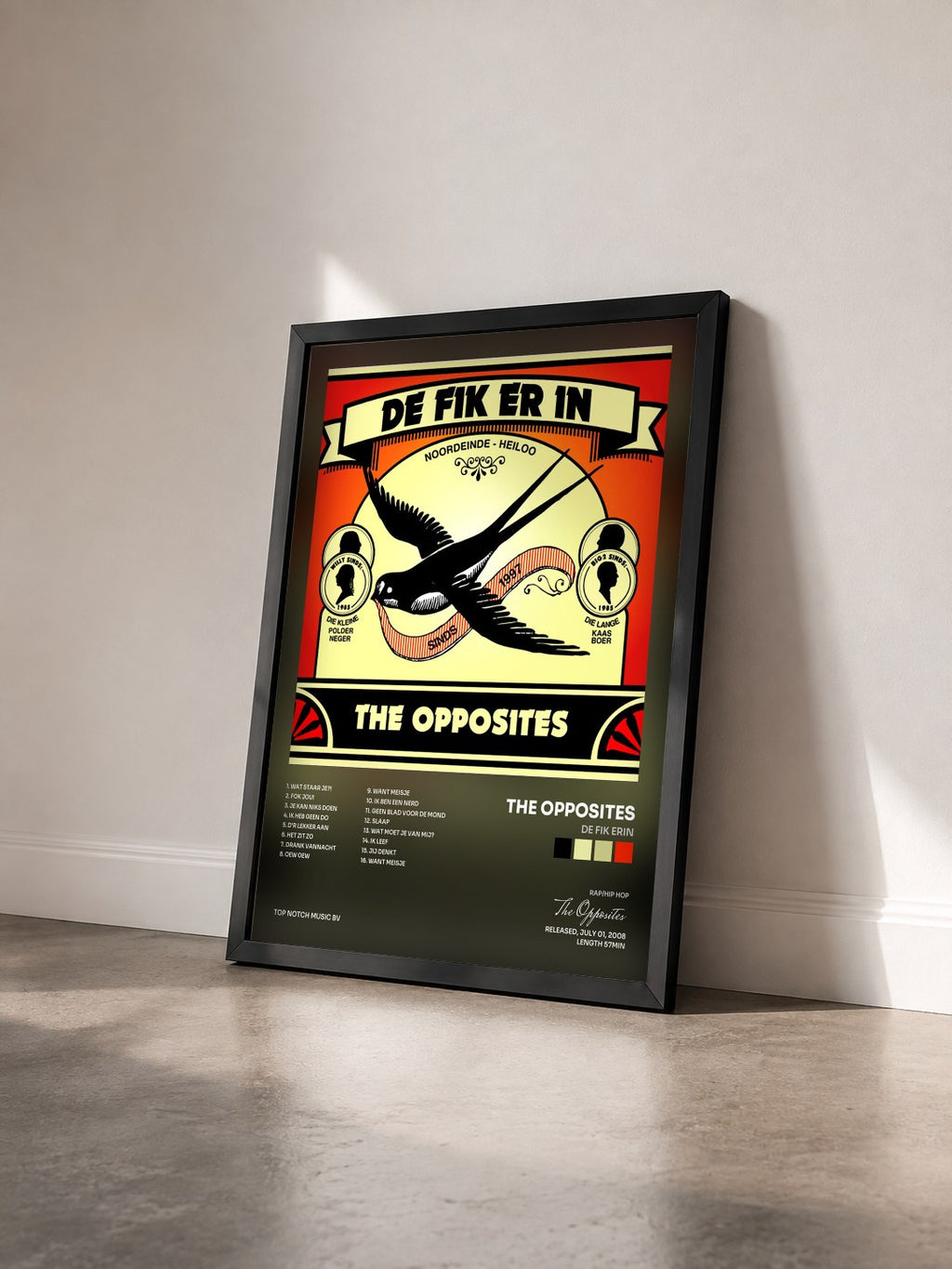 #noir Tableau de l'album De Fik Erin de The Opposites vu de trois quarts, cadre noir