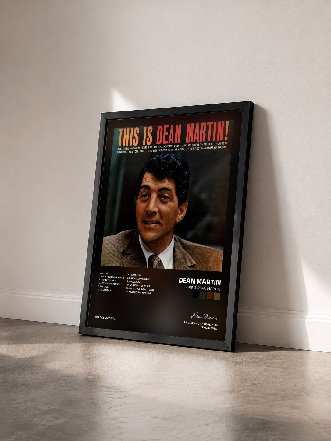 #noir Tableau de l'album This Is Dean Martin de Dean Martin vu de trois quarts, cadre noir