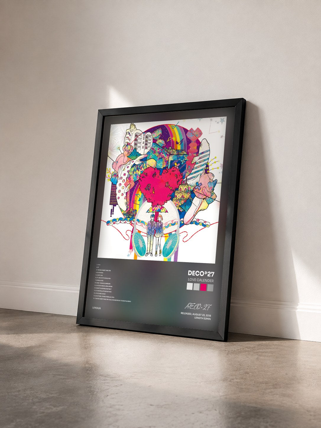 #noir Tableau de l'album LOVE CALENDER de DECO*27 vu de trois quarts, cadre noir