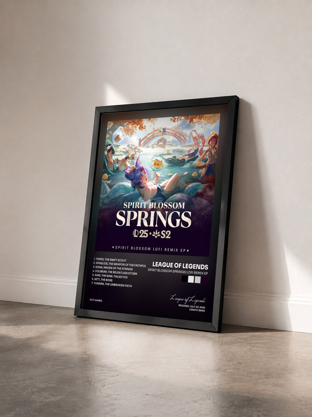 #noir Tableau de l'album Spirit Blossom Springs Lofi Remix EP de League of Legends vu de trois quarts, cadre noir