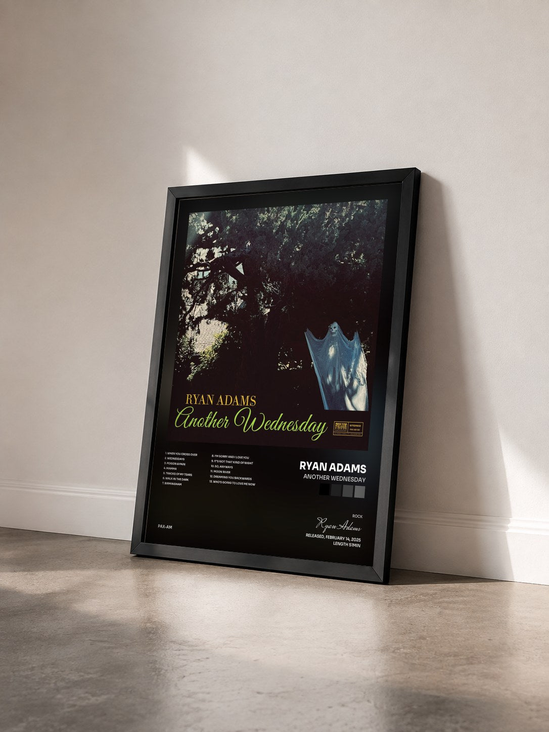 #noir Tableau de l'album Another Wednesday de Ryan Adams vu de trois quarts, cadre noir