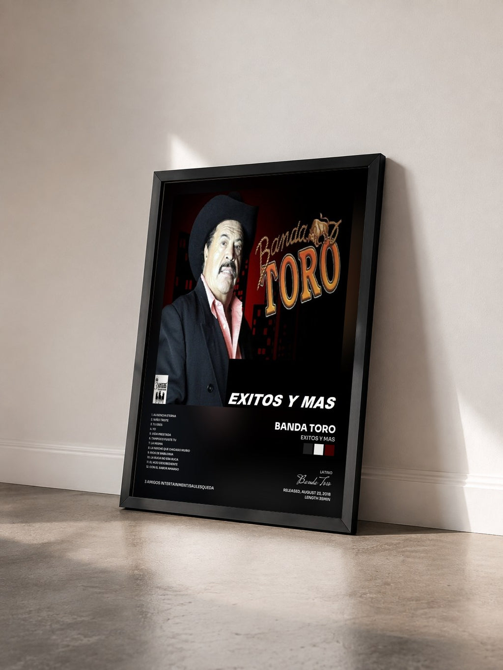 #noir Tableau de l'album Exitos Y Mas de Banda Toro vu de trois quarts, cadre noir