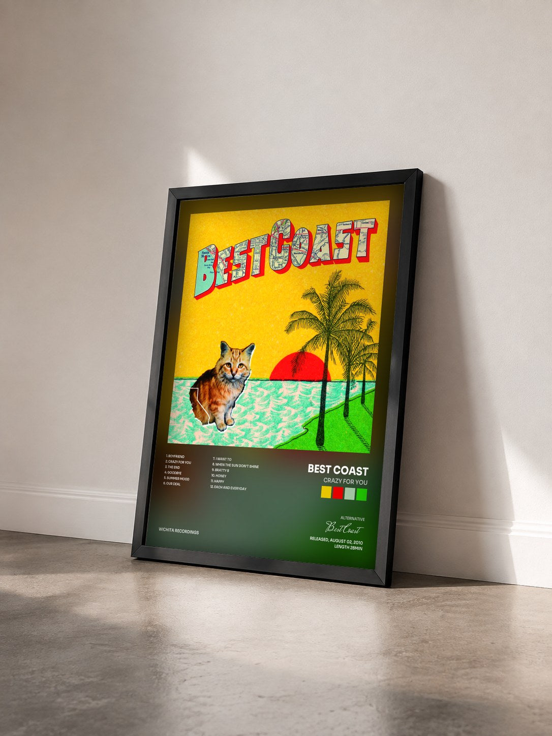 #noir Tableau de l'album Crazy For You de Best Coast vu de trois quarts, cadre noir