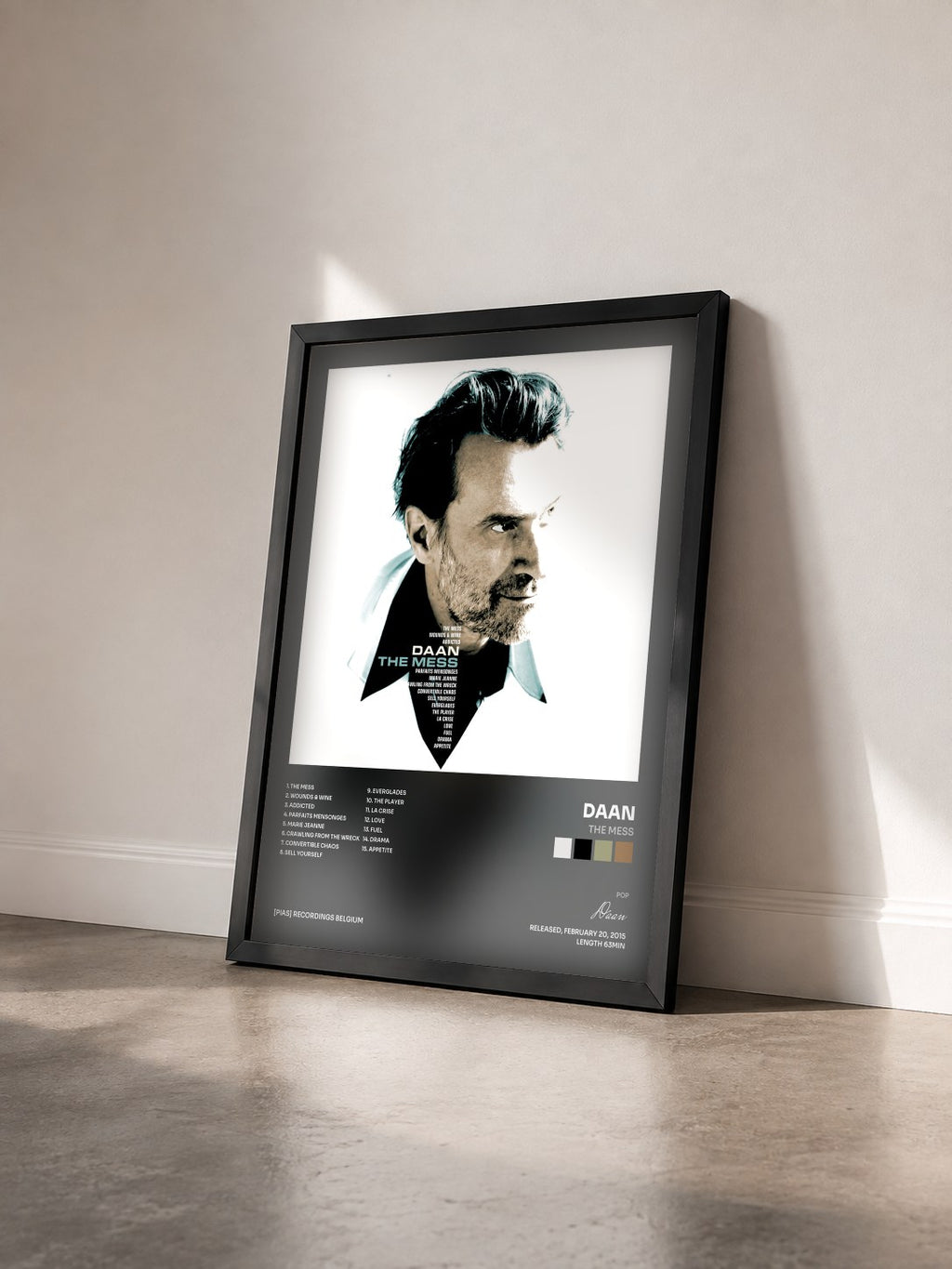#noir Tableau de l'album The Mess de Daan vu de trois quarts, cadre noir