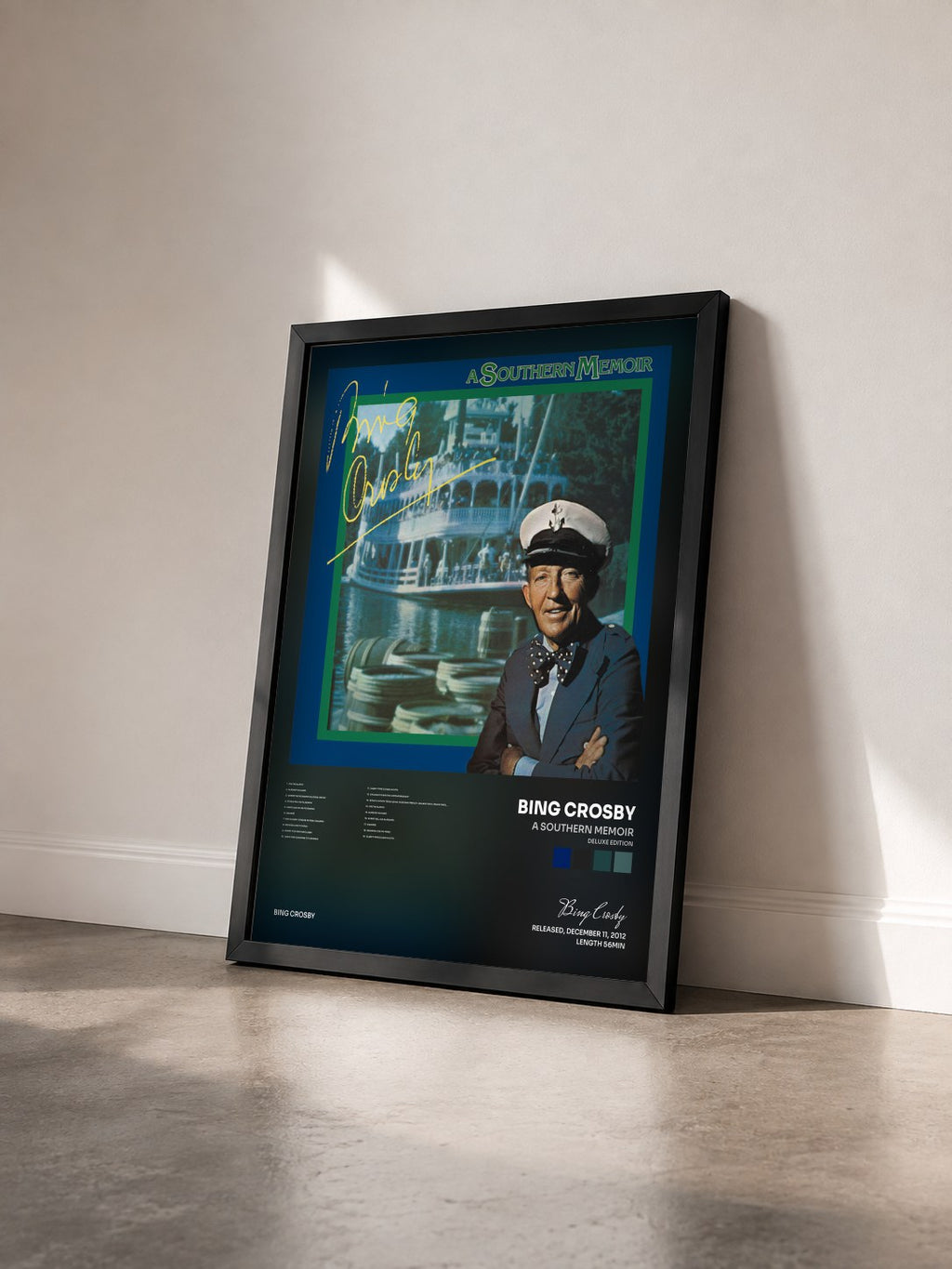 #noir A Southern Memoir (Deluxe Edition) di Bing Crosby in stampa incorniciata vista di tre quarti, cornice nera
