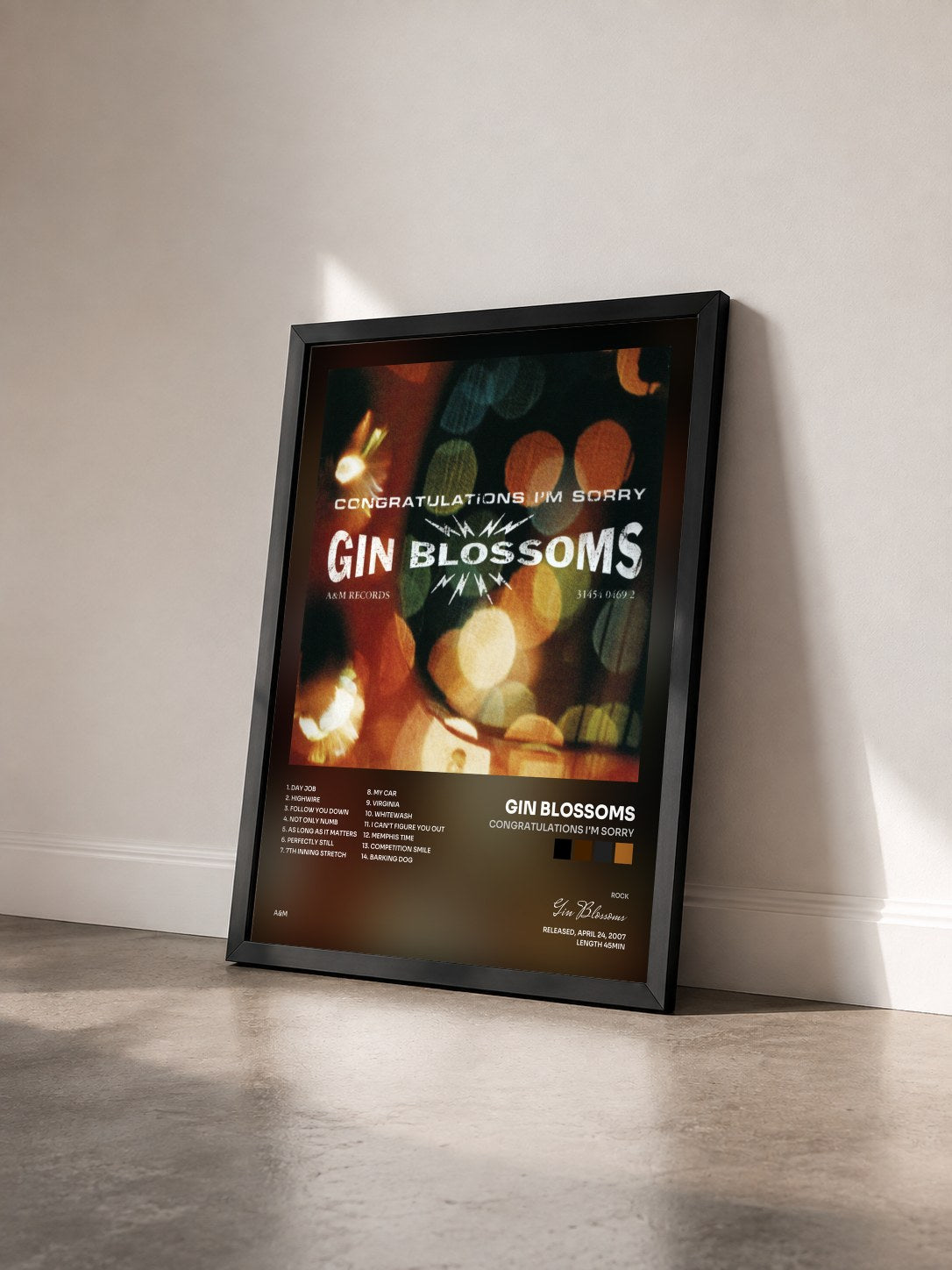 #noir Tableau de l'album Congratulations I'm Sorry de Gin Blossoms vu de trois quarts, cadre noir