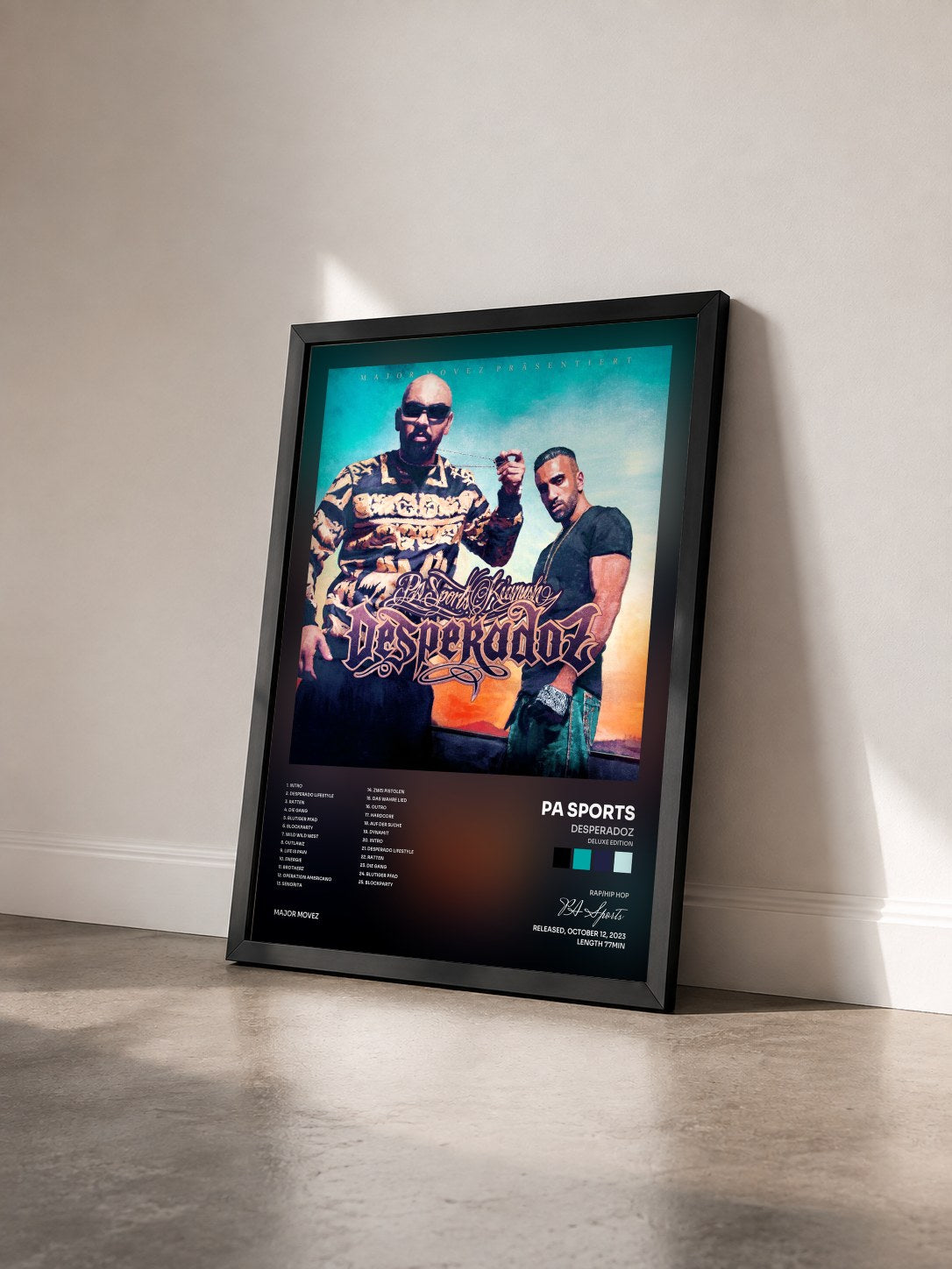 #noir Tableau de l'album Desperadoz (Deluxe Edition) de PA Sports vu de trois quarts, cadre noir