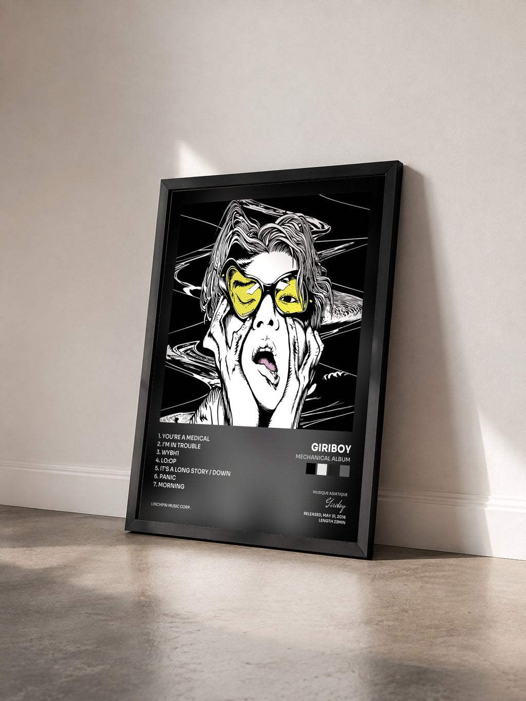 #noir Tableau de l'album Mechanical Album de Giriboy vu de trois quarts, cadre noir