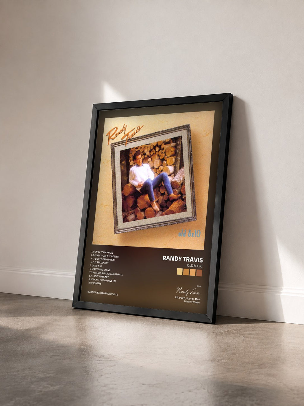 #noir Tableau de l'album Old 8 x 10 de Randy Travis vu de trois quarts, cadre noir