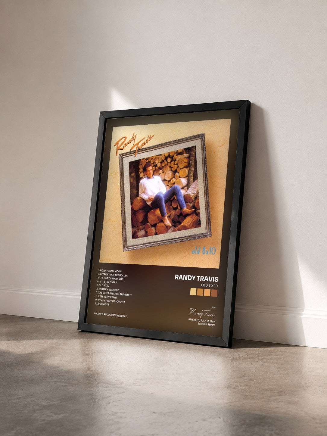 #noir Tableau de l'album Old 8 x 10 de Randy Travis vu de trois quarts, cadre noir