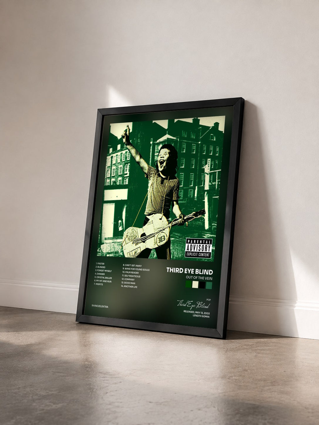 #noir Tableau de l'album Out of the Vein de Third Eye Blind vu de trois quarts, cadre noir