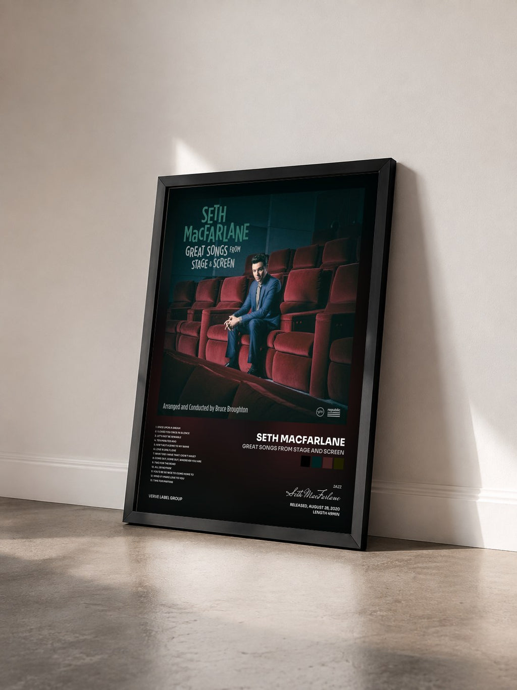 #noir Tableau de l'album Great Songs From Stage And Screen de Seth MacFarlane vu de trois quarts, cadre noir