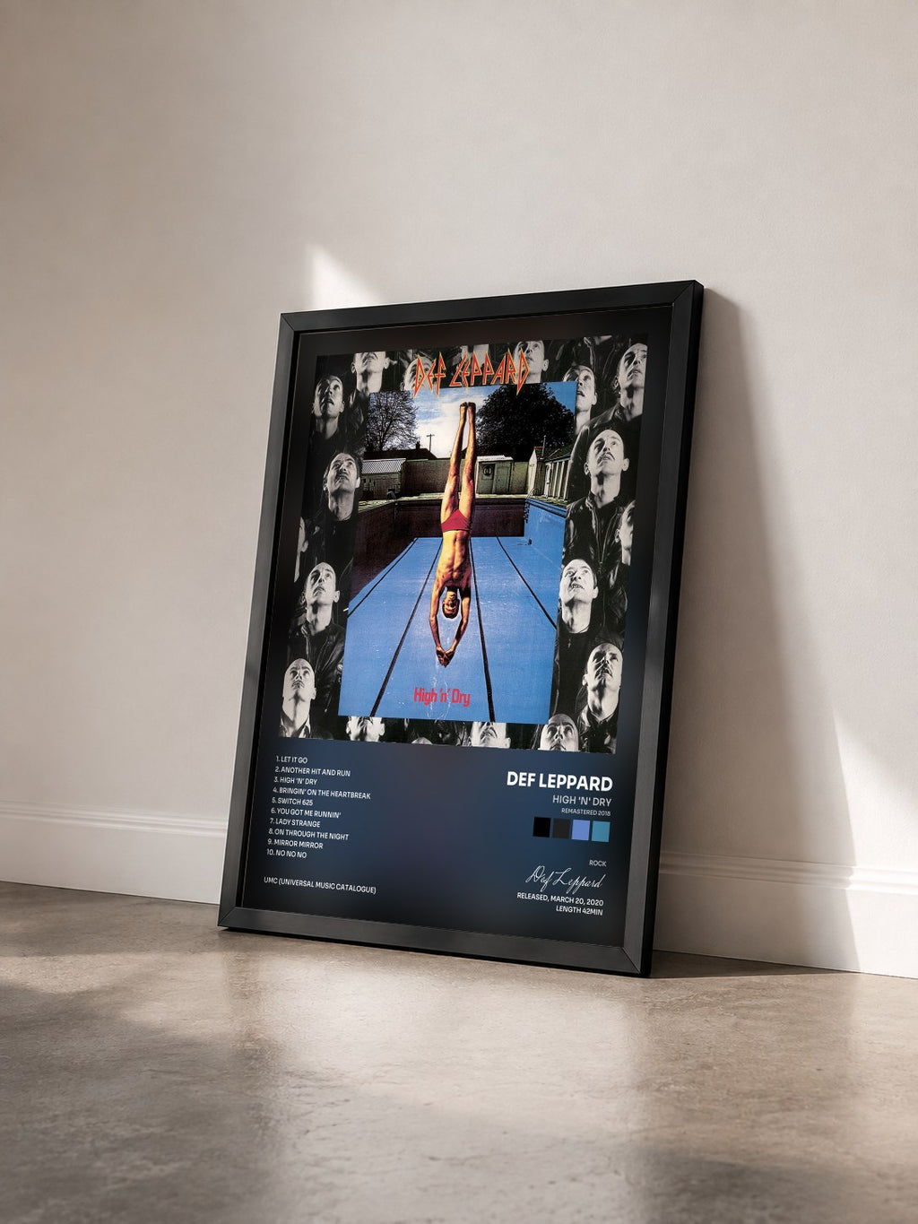 #noir Tableau de l'album High 'N' Dry (Remastered 2018) de Def Leppard vu de trois quarts, cadre noir