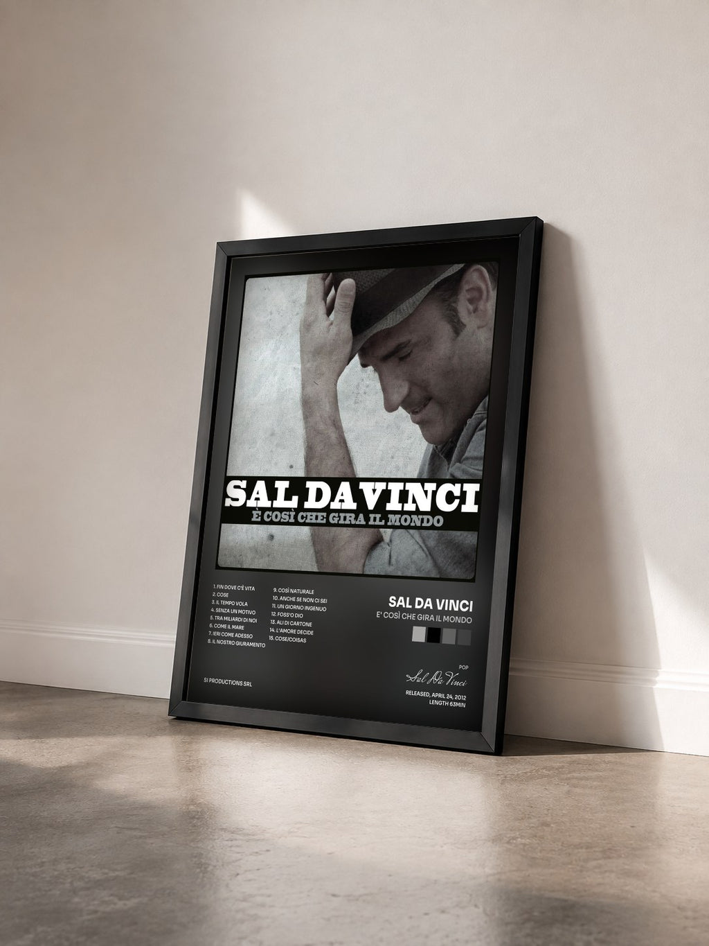 #noir Tableau de l'album E' così che gira il mondo de Sal Da Vinci vu de trois quarts, cadre noir