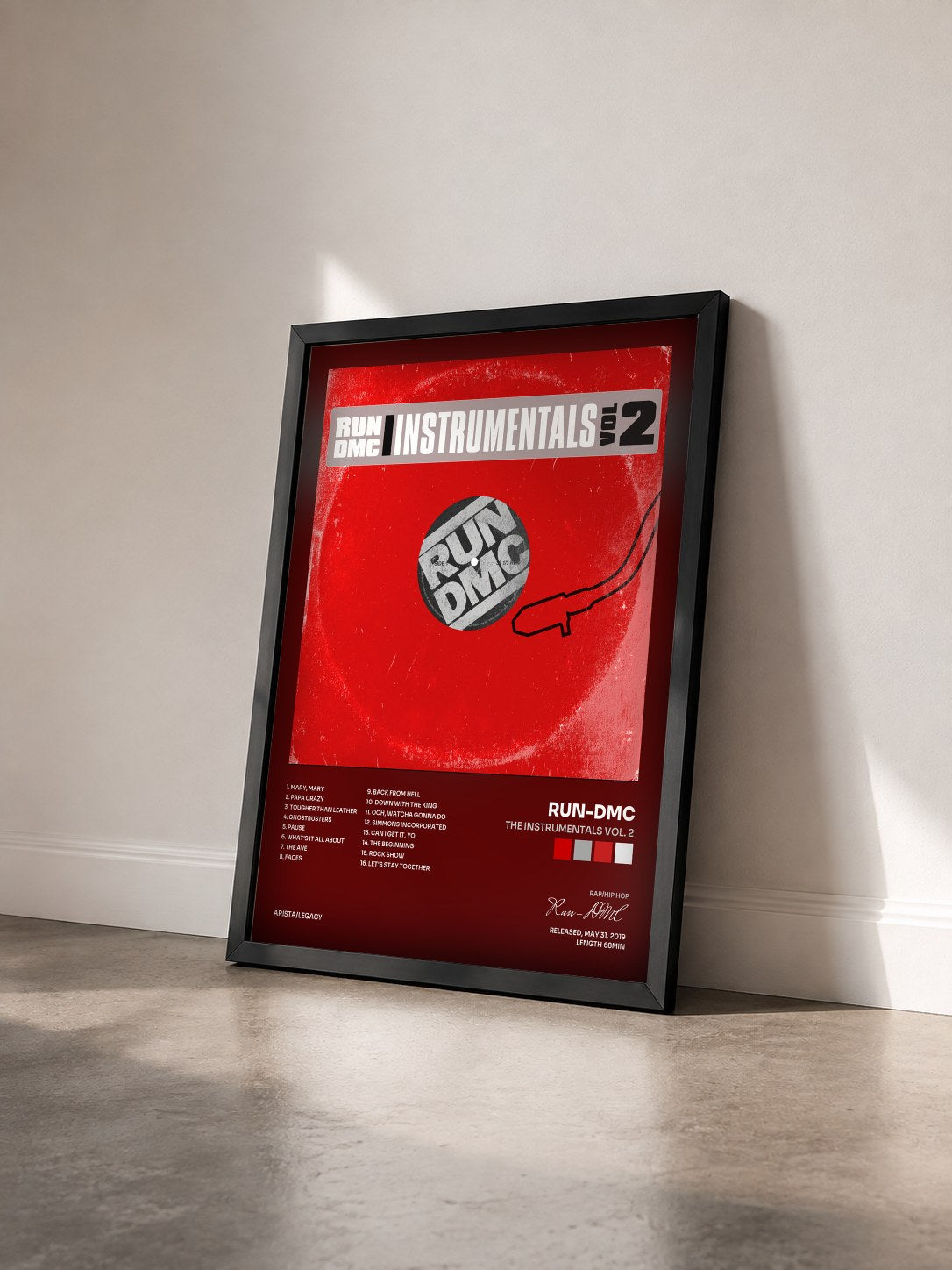 #noir Tableau de l'album The Instrumentals Vol. 2 de Run-DMC vu de trois quarts, cadre noir