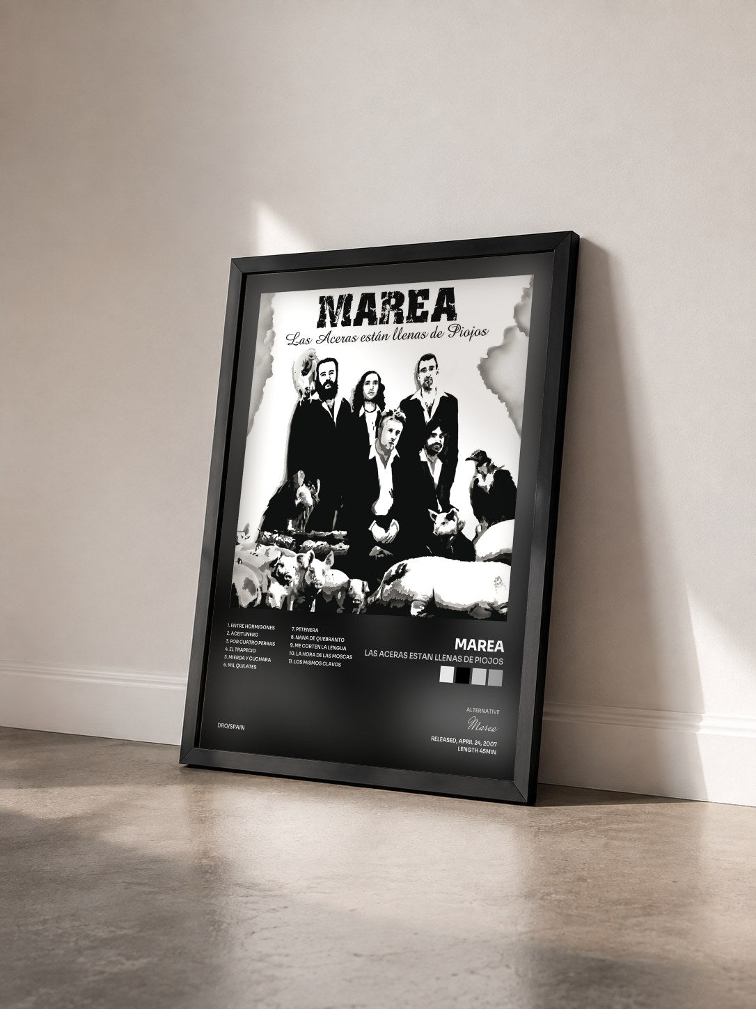 #noir Tableau de l'album Las aceras estan llenas de piojos de Marea vu de trois quarts, cadre noir