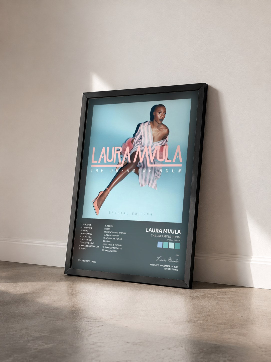 #noir Tableau de l'album The Dreaming Room (Special Edition) de Laura Mvula vu de trois quarts, cadre noir