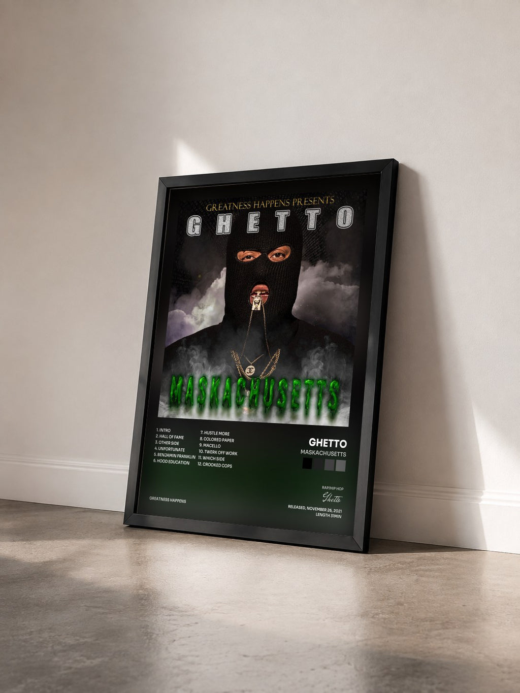 #noir Tableau de l'album Maskachusetts de Ghetto vu de trois quarts, cadre noir