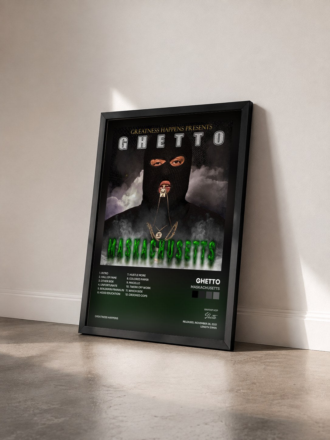 #noir Tableau de l'album Maskachusetts de Ghetto vu de trois quarts, cadre noir