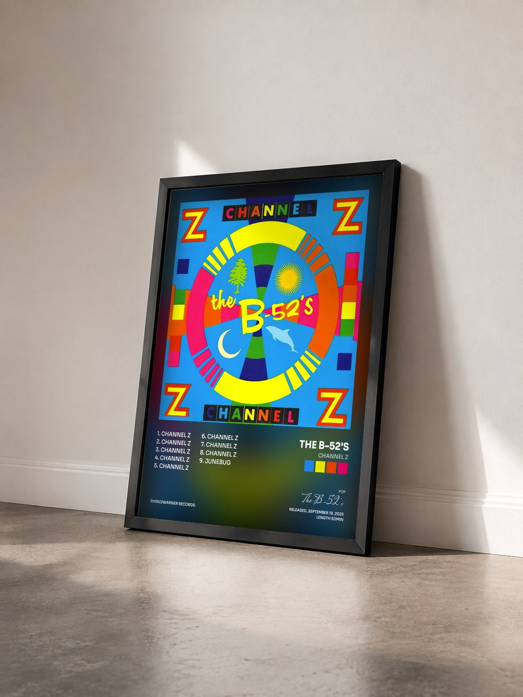 #noir Tableau de l'album Channel Z de The B-52's vu de trois quarts, cadre noir