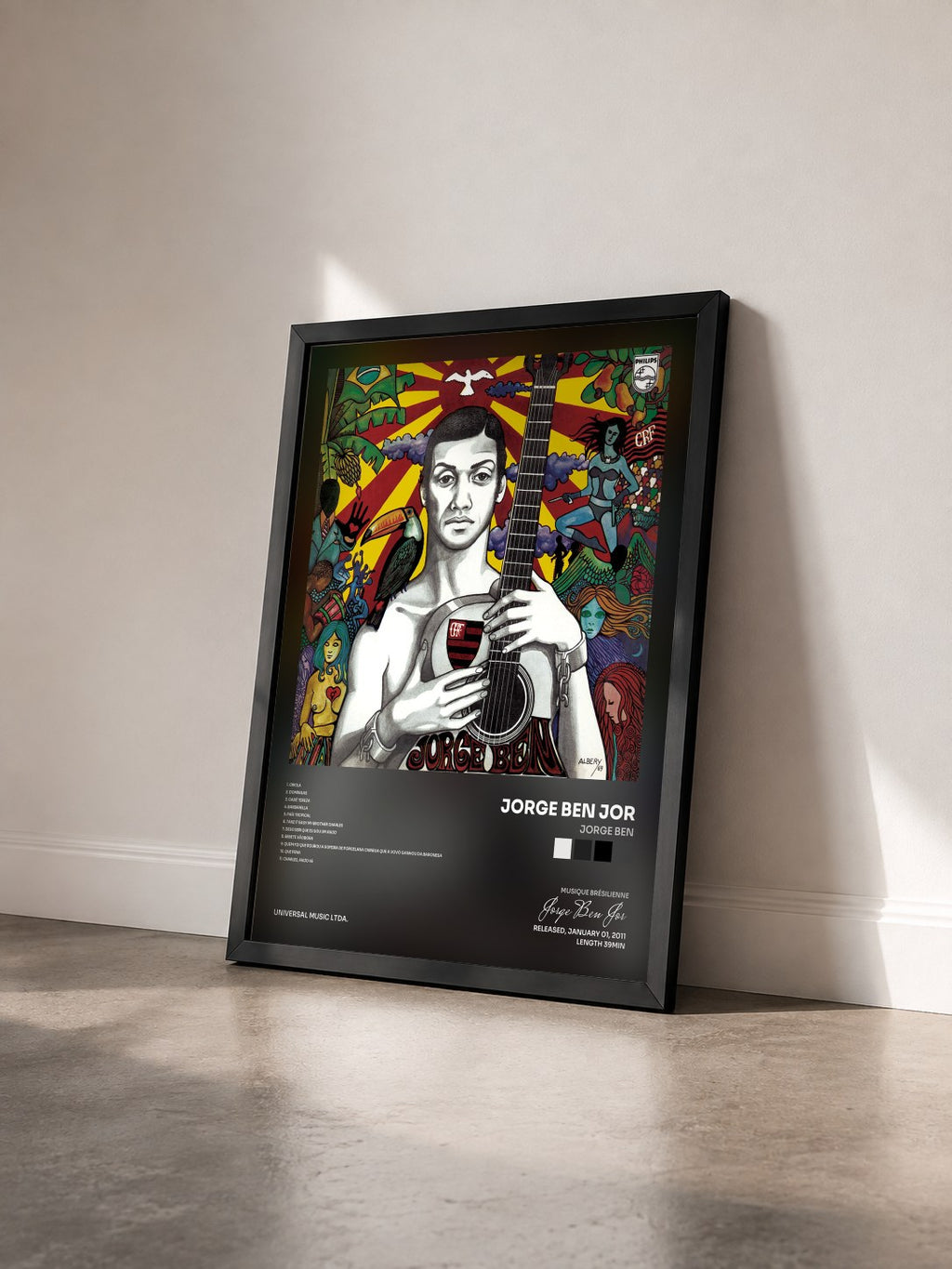 #noir Tableau de l'album Jorge Ben de Jorge Ben Jor vu de trois quarts, cadre noir