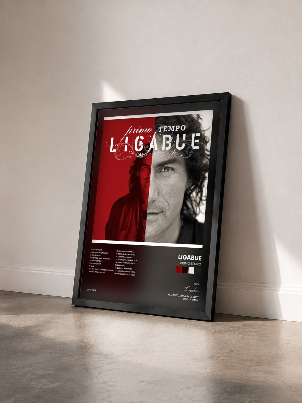 #noir Tableau de l'album Primo tempo de Ligabue vu de trois quarts, cadre noir