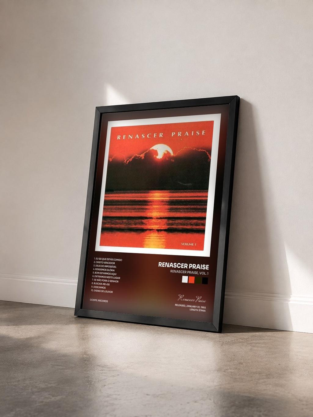 #noir Tableau de l'album Renascer Praise, Vol. 1 de Renascer Praise vu de trois quarts, cadre noir