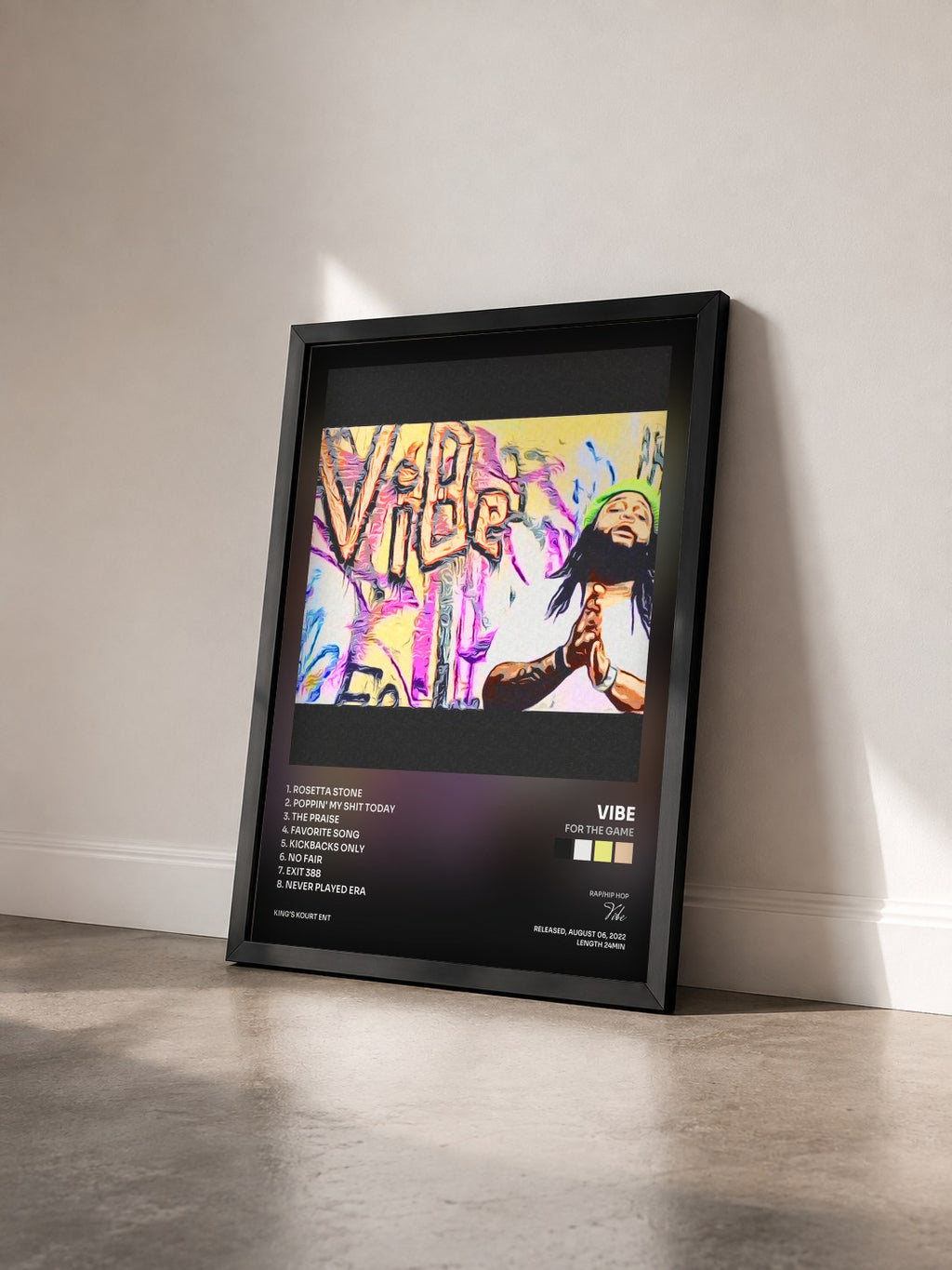 #noir Tableau de l'album For The Game de Vibe vu de trois quarts, cadre noir