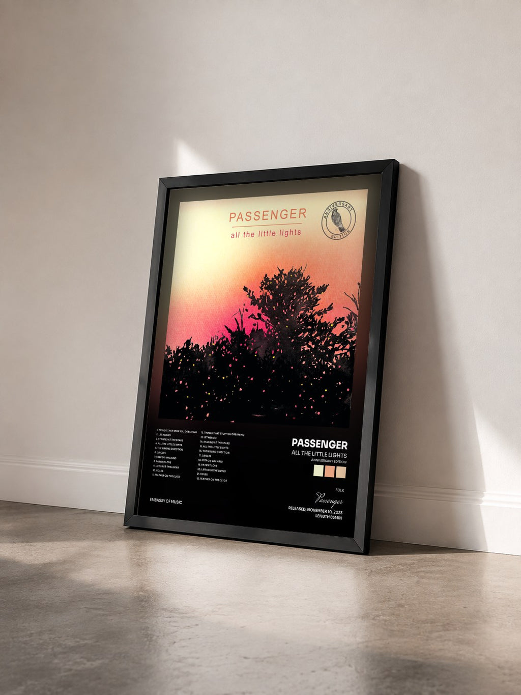 #noir Tableau de l'album All the Little Lights (Anniversary Edition) de Passenger vu de trois quarts, cadre noir