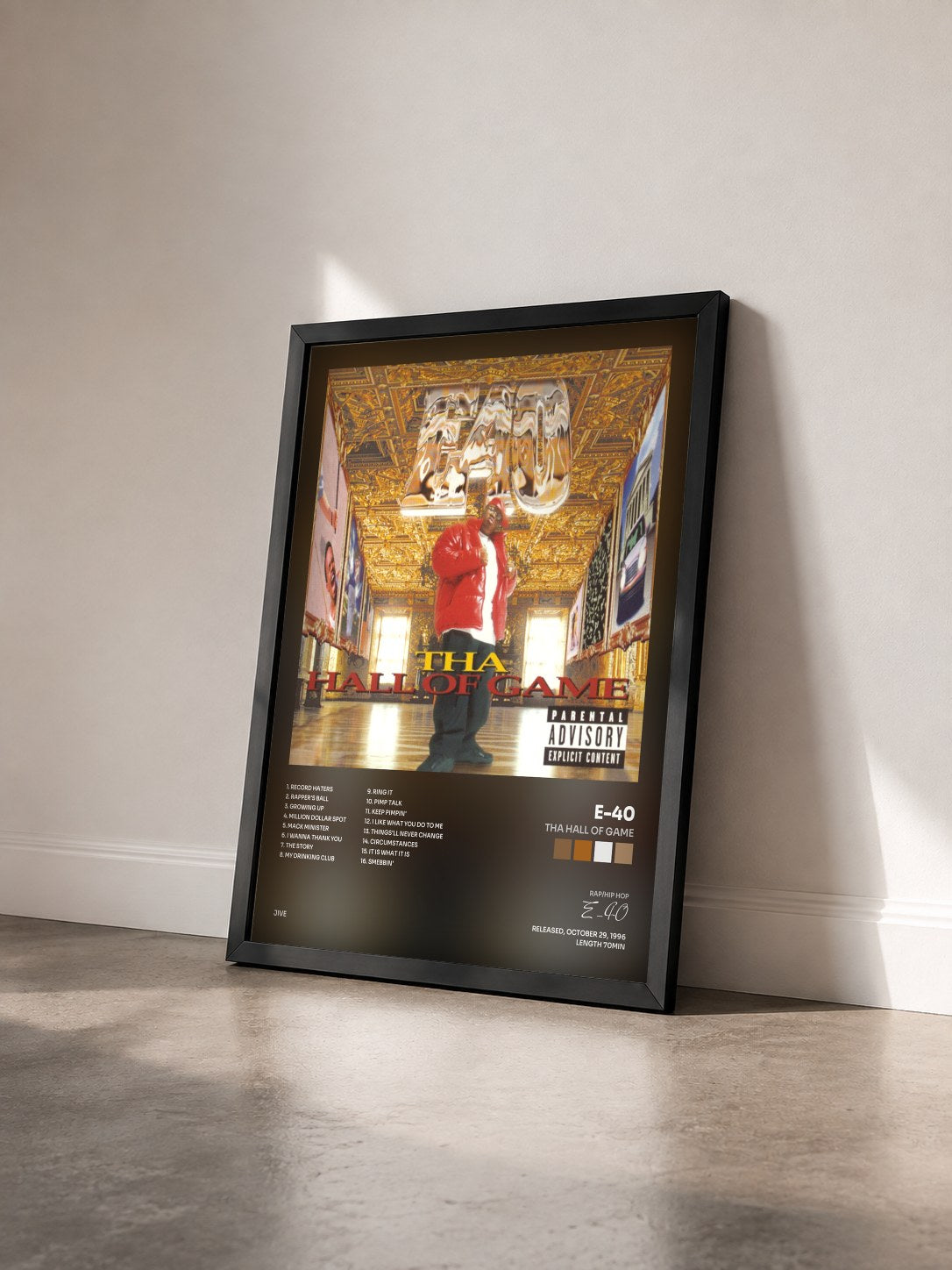 #noir Tableau de l'album Tha Hall Of Game de E-40 vu de trois quarts, cadre noir